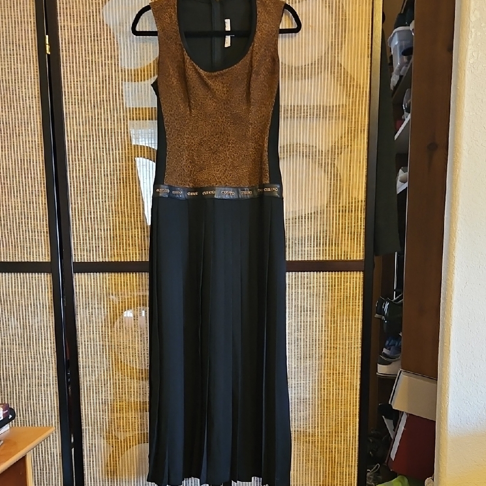 Chic Sleeveless Black and Brown Maxi Dress